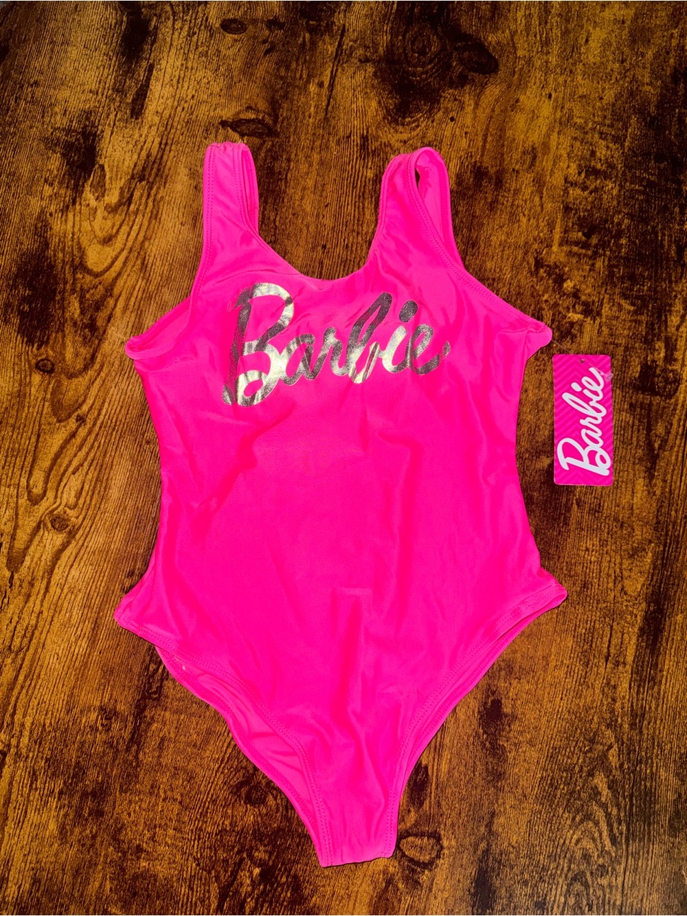 Barbie Hot Pink Swim One-Piece with Silver Logo